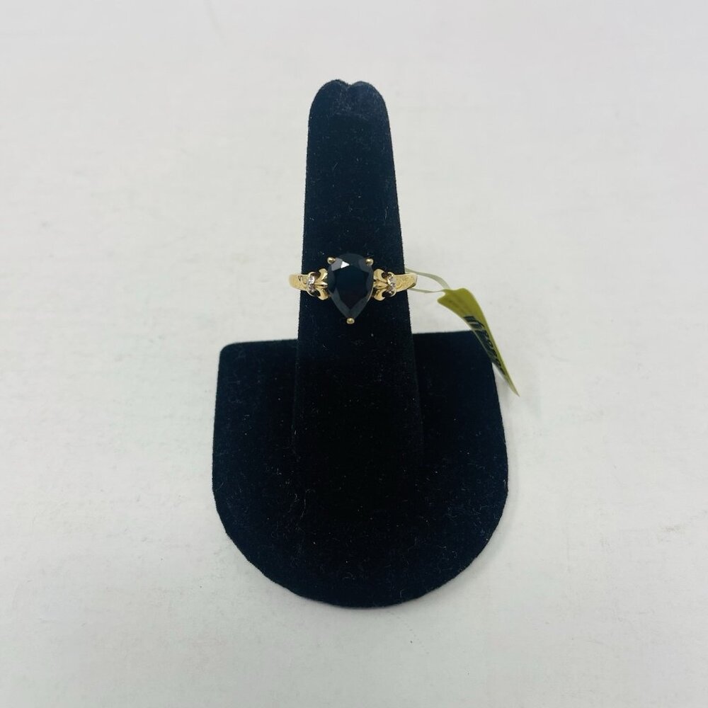 Shop LC Thai Black Spinel Size 7 14K Yellow Gold Over Sterling Silver Ring 5138‎
